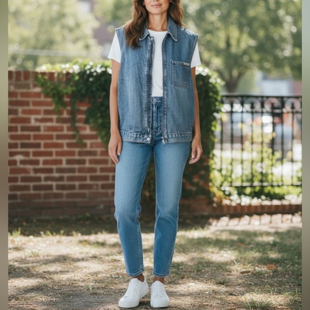 Calvin Klein Women’s Zip- up Denim Vest Size XL